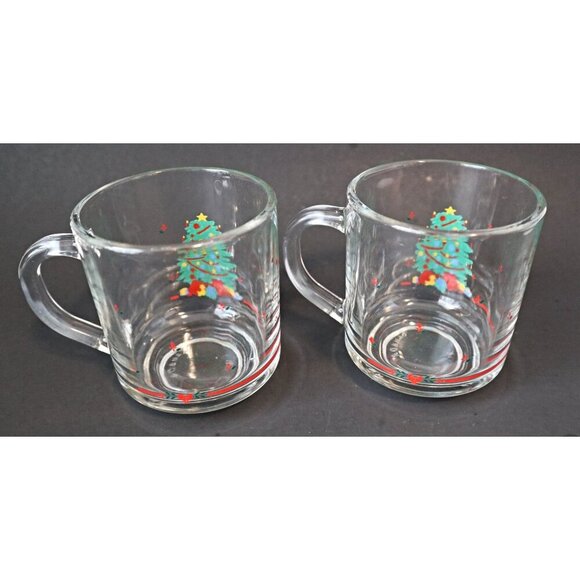 Set Of Four Christmas Tree Glass Coffee/Hot Chocolate Mugs - Picture 3 of 5